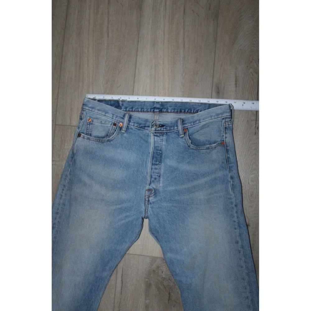 Levis 501 Original Fit Mens Light Wash Blue Straight Leg Jeans W34 L34 Classic